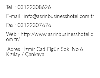 Asrn Business Hotel iletiim bilgileri
